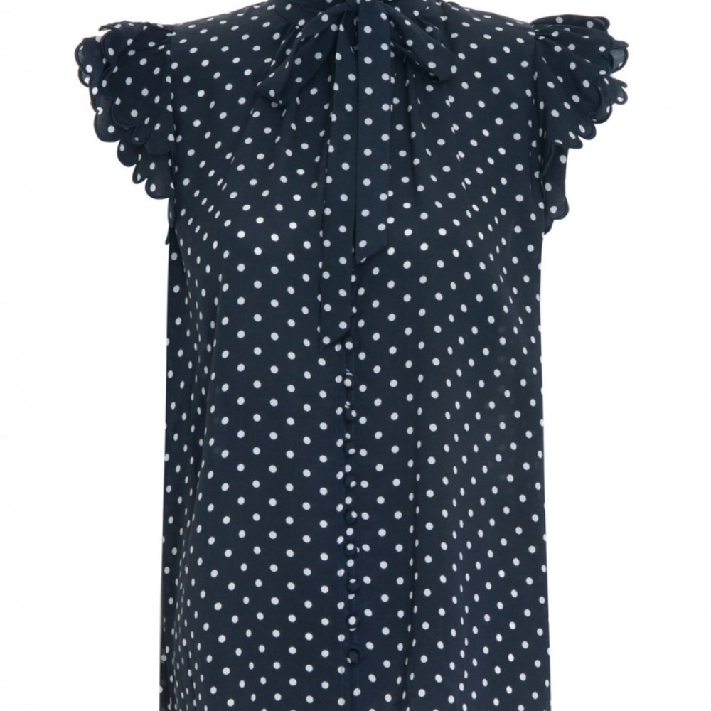 Zimmermann - Silk, Scallop Navy Sleeveless Top